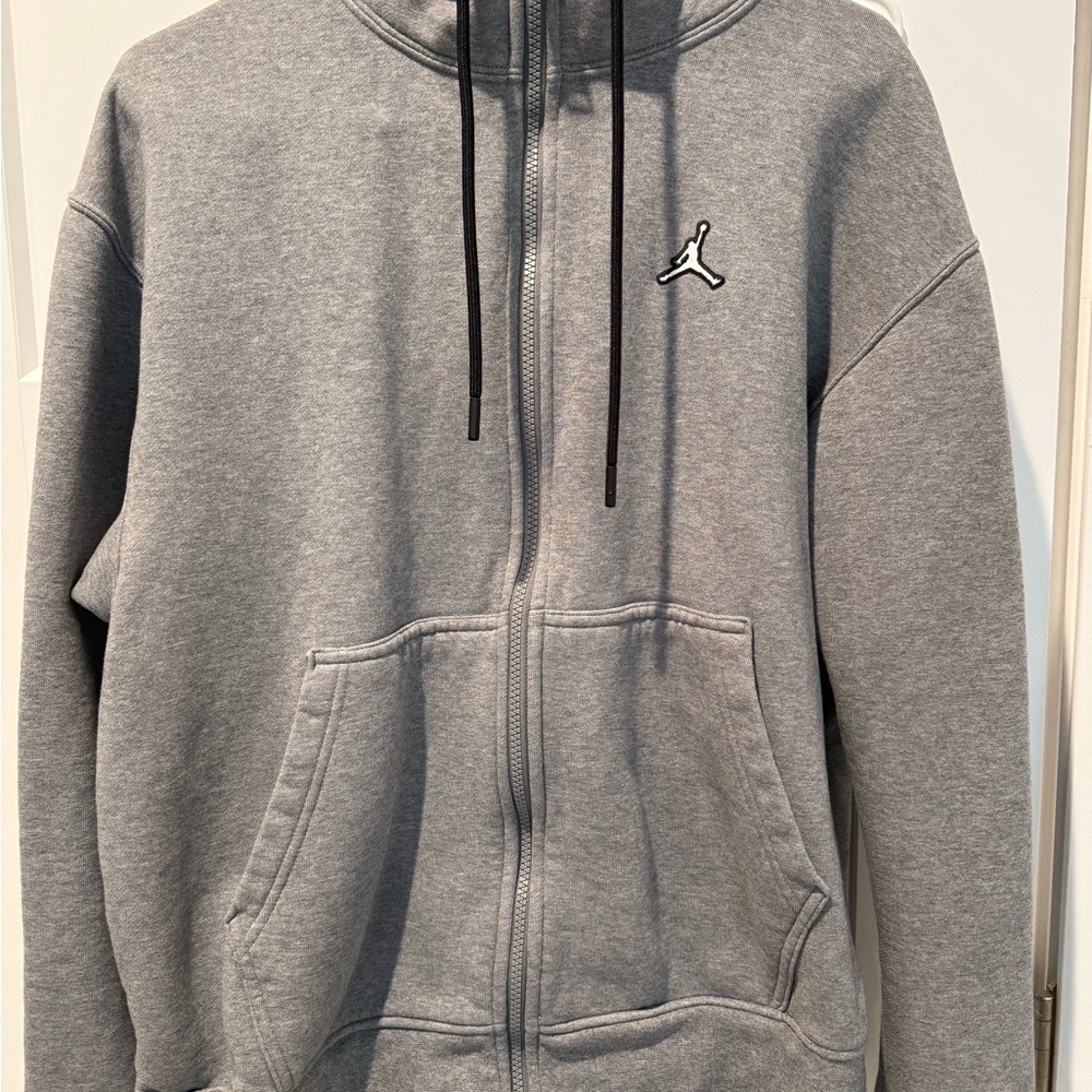 Jordan Cream Hoodie with Red Logo